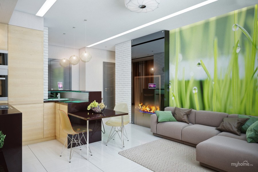 Экостиль кухня гостиная