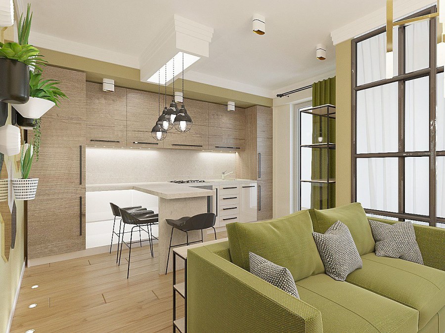 Экостиль кухня гостиная