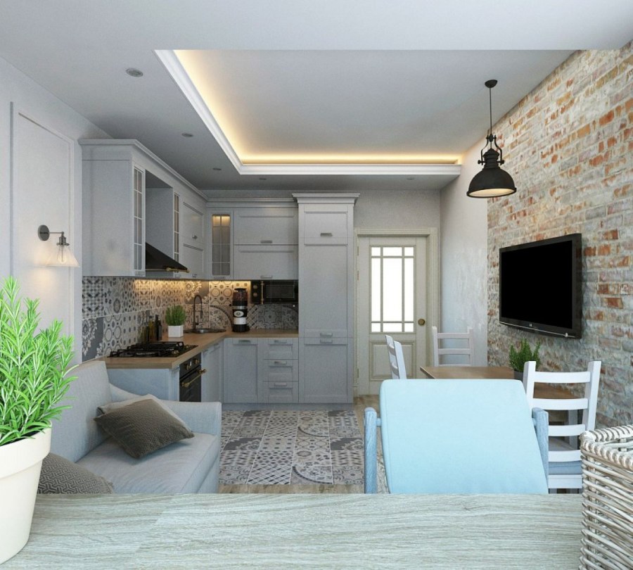 Кухня гостиная студия эко