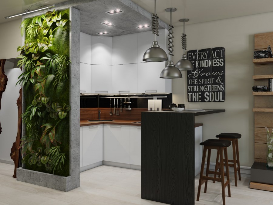 Квартира студия в эко стиле