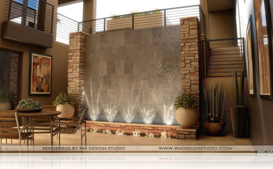 Декоративный водопад в интерьере