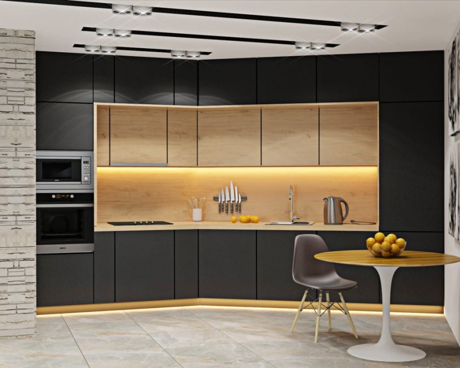 Кухня с золотом в современном стиле