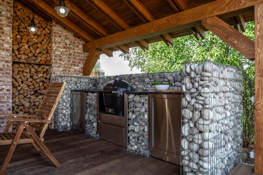 Мангальная зона из габиона