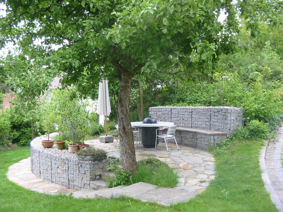 Габионы в ландшафте малого сада