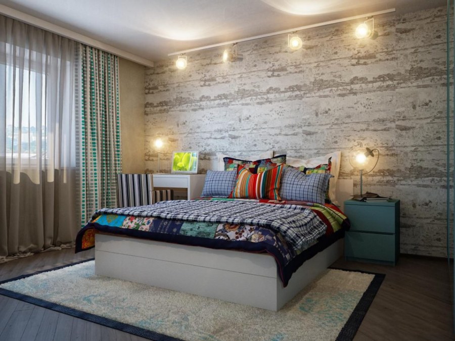 Комбинированная отделка стен в комнате