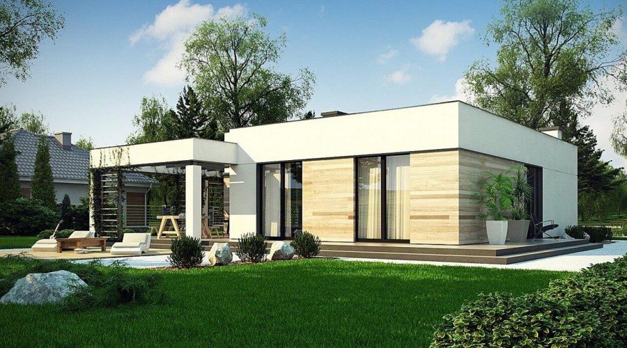 Одноэтажный дом с плоской крышей