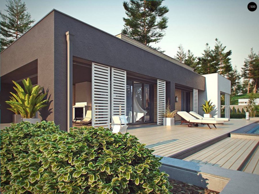 Одноэтажный дом с плоской крышей