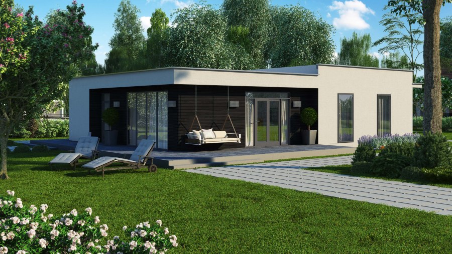 Гостевой домик с плоской крышей