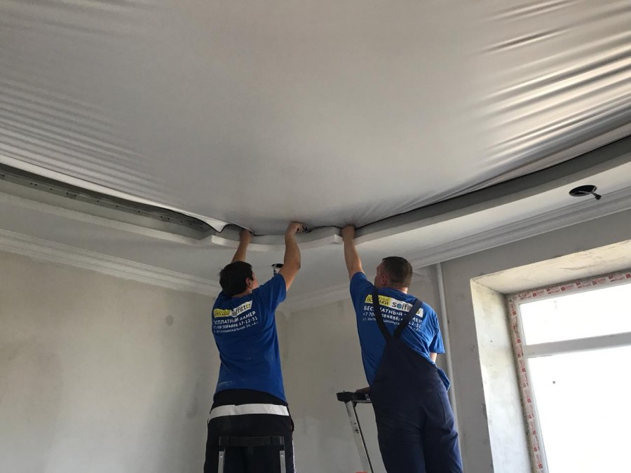 Натяжка тканевого потолка