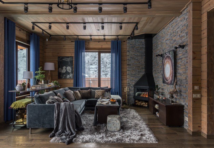 Интерьер дома из клееного бруса в стиле Шале