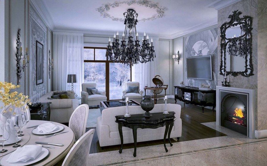 Люстры в интерьере гостиной