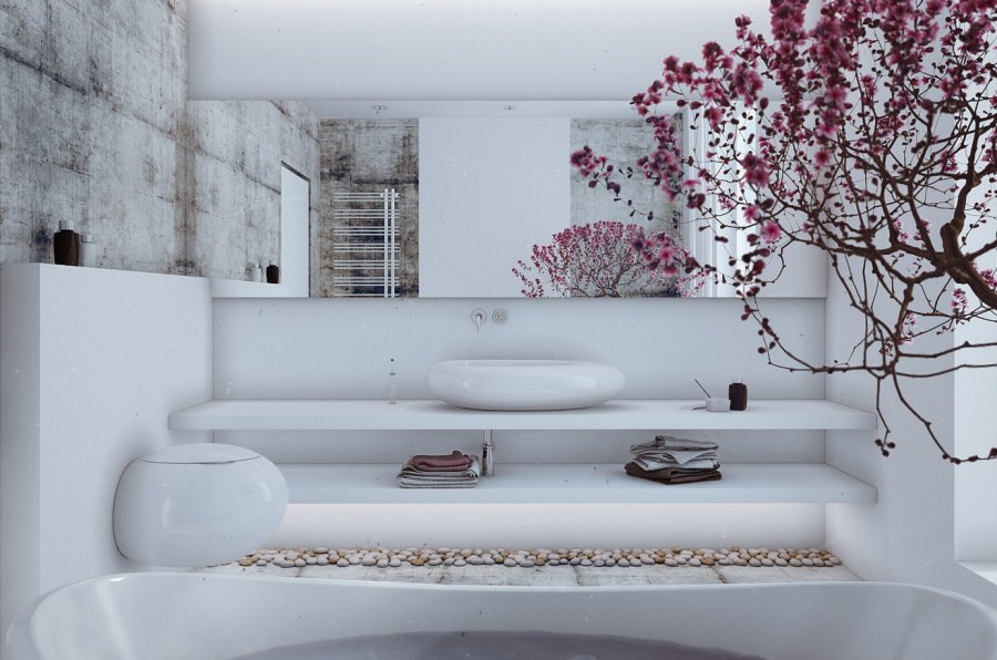 Китайские мотивы в интерьере в ванной