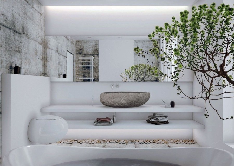 Ванна комната в стиле дзен