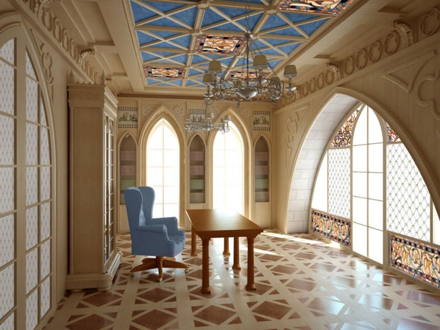 Потолки интерьера в стиле неоготика