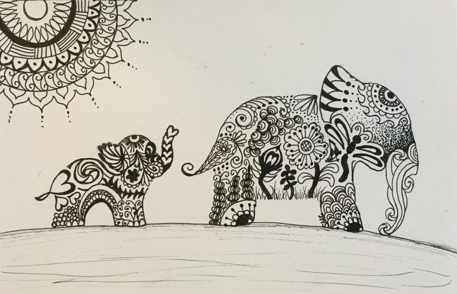 Зентангл слон