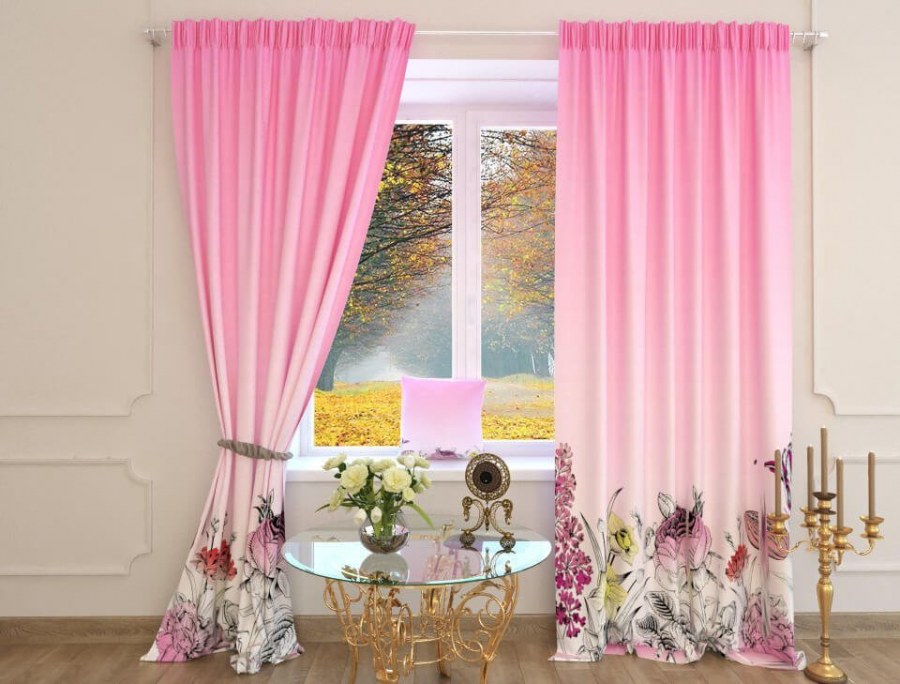 Розовая тюль