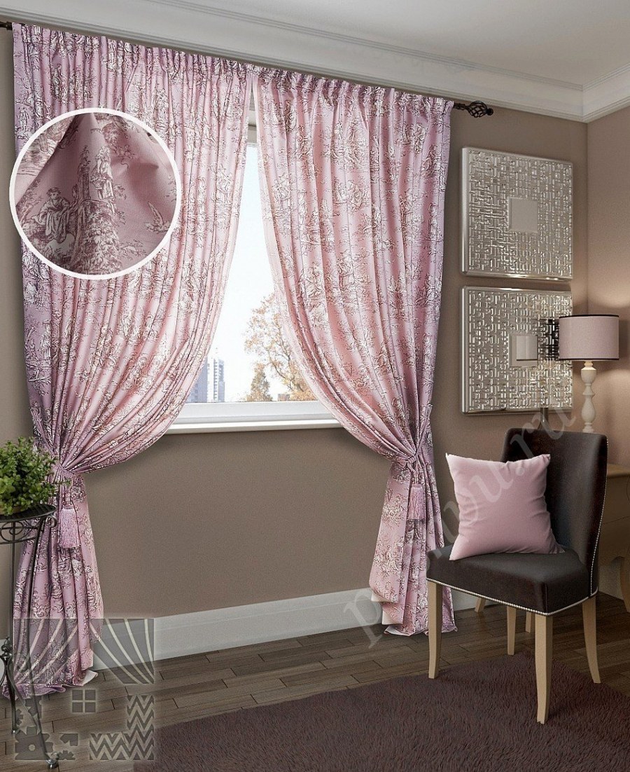 Серо розовые шторы