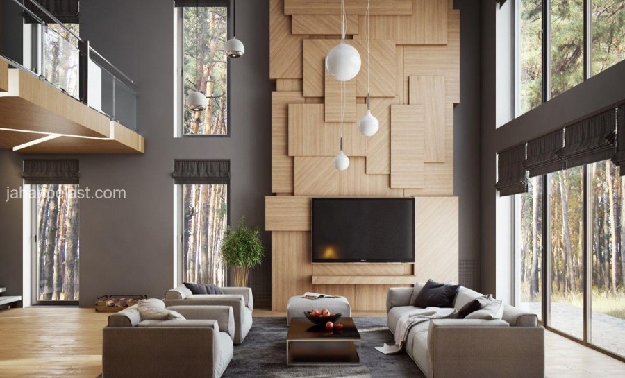 Дерево в интерьере гостиной