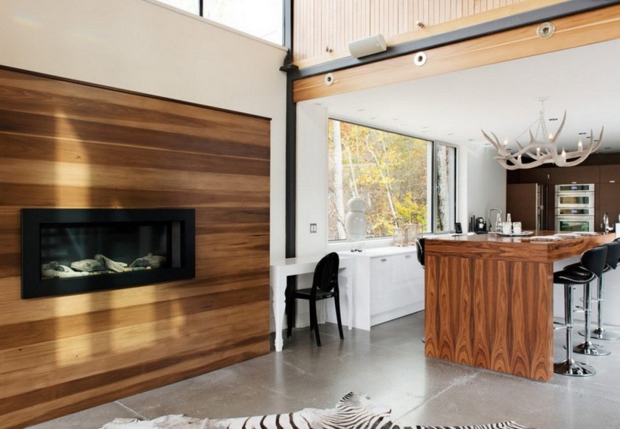 Отделка кухни деревянными панелями