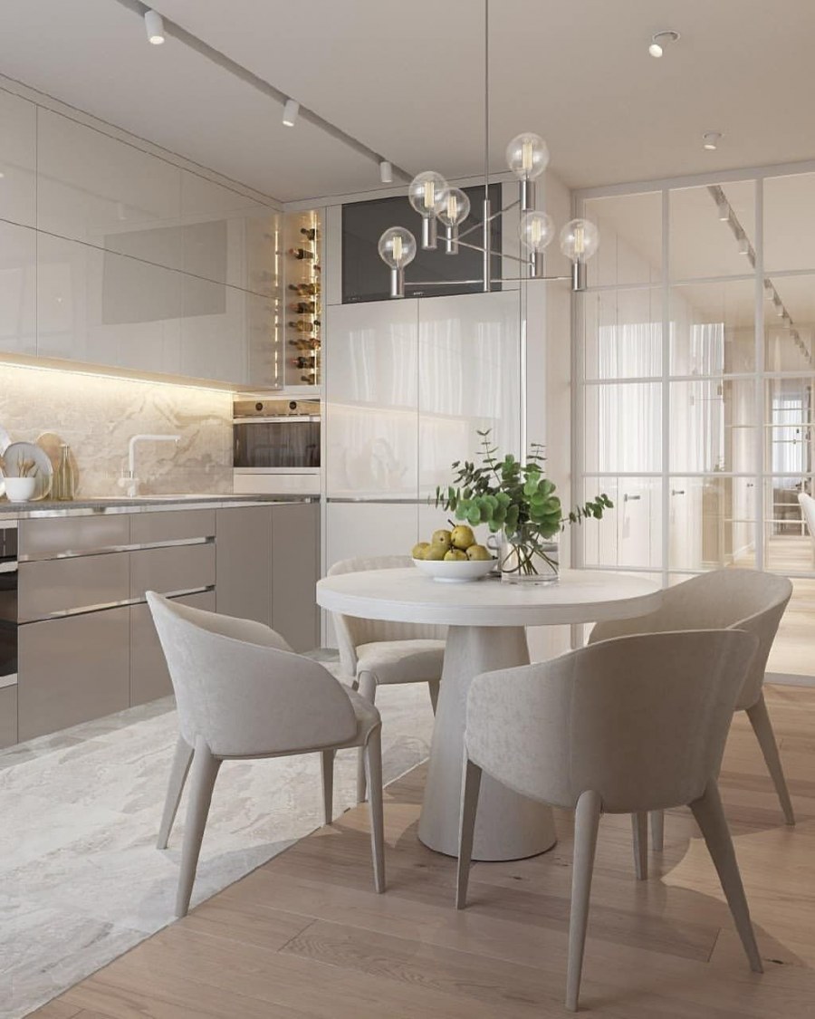 Кухня в светлых тонах в современном стиле