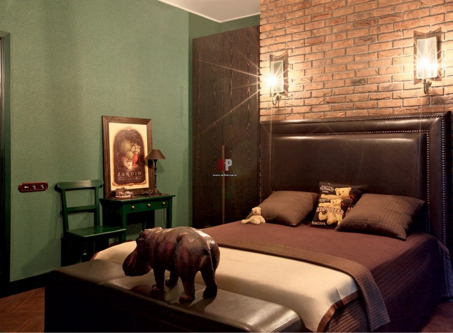 Спальня в болотных тонах