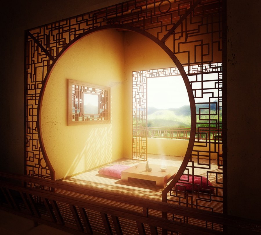 Круглые окна в японском стиле