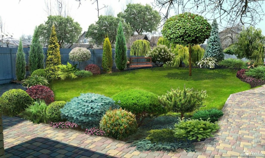 Палисадник с хвойниками