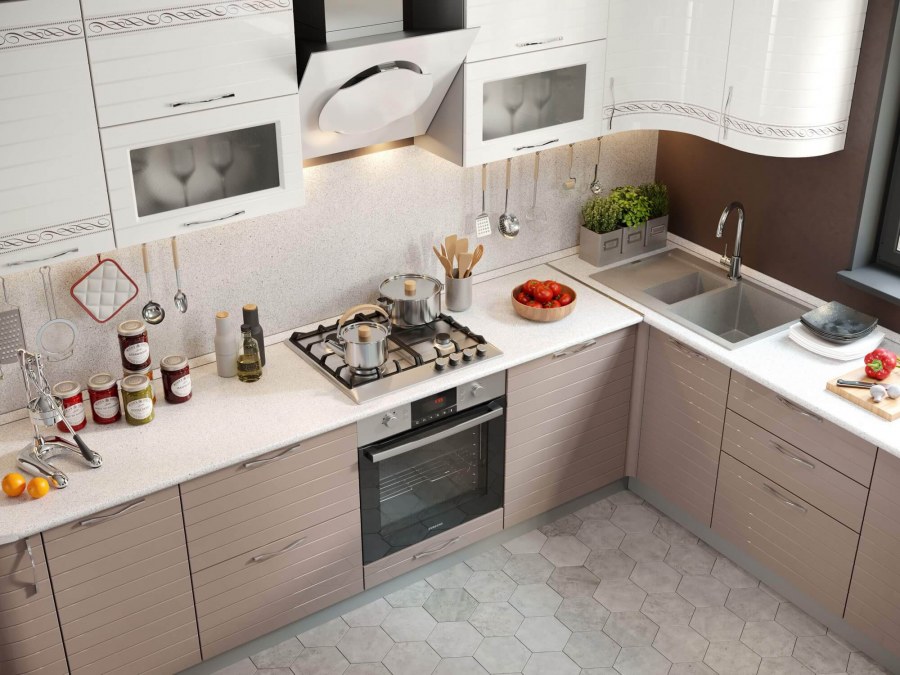 Кухонный гарнитур коричневый