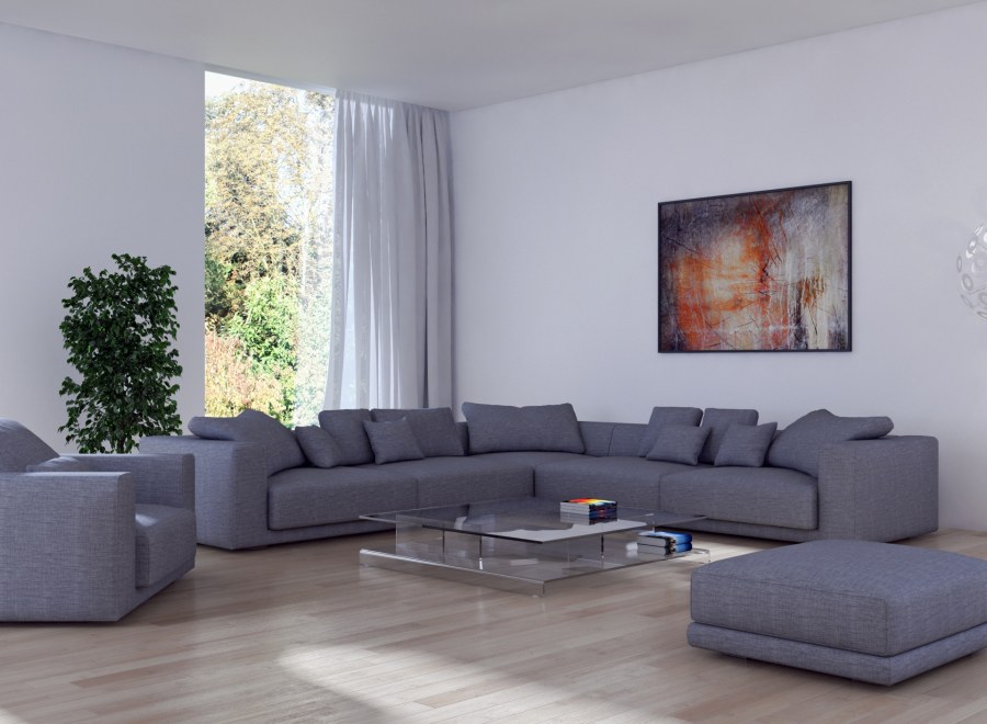 Красный диван в интерьере гостиной