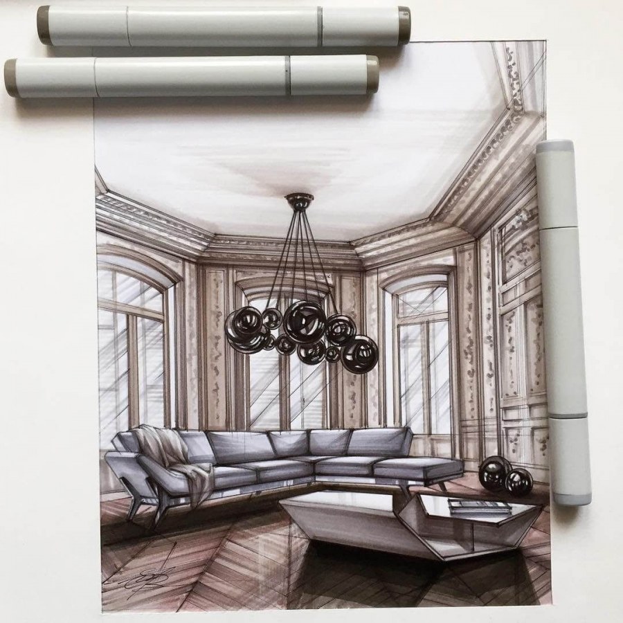 Зарисовки элементов интерьера
