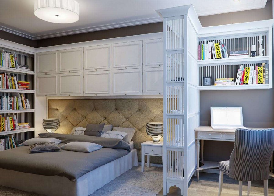 Спальня и кабинет в одной комнате 15кв.м