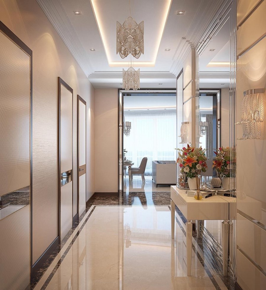 Серо желтая прихожая