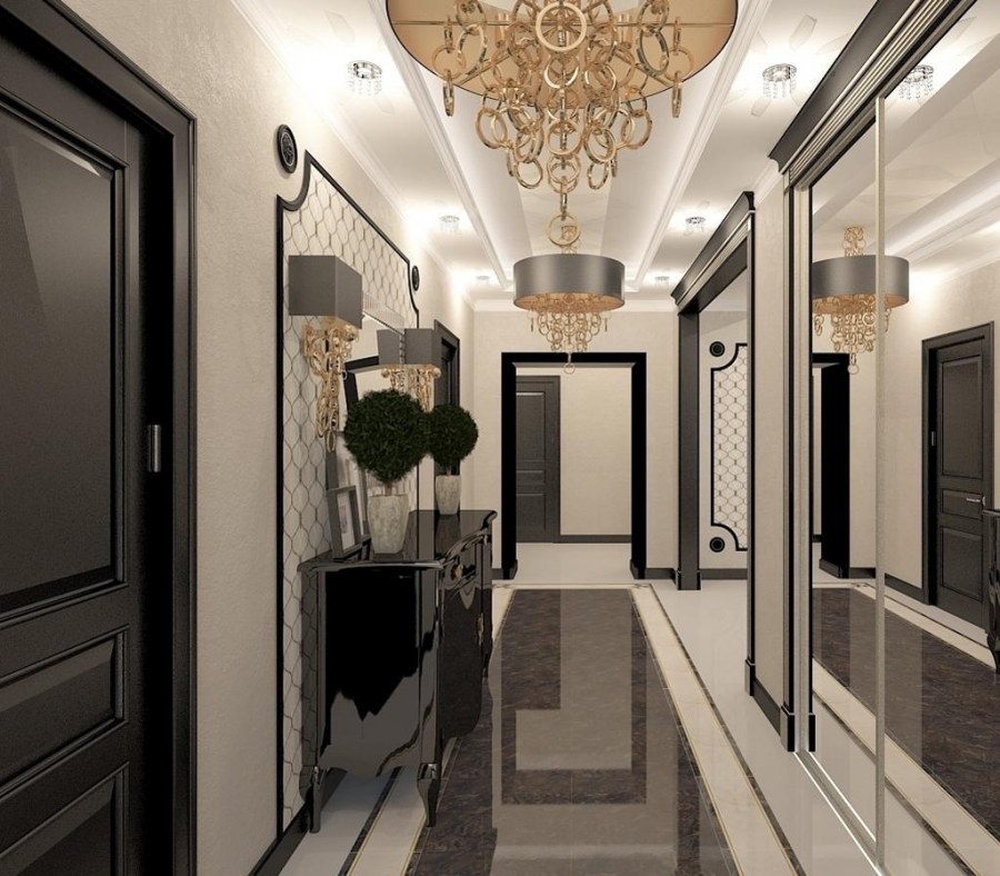 Стильная узкая прихожая