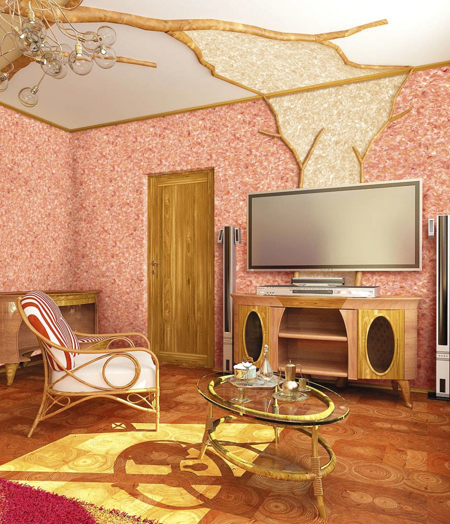 Шелковая штукатурка в зале