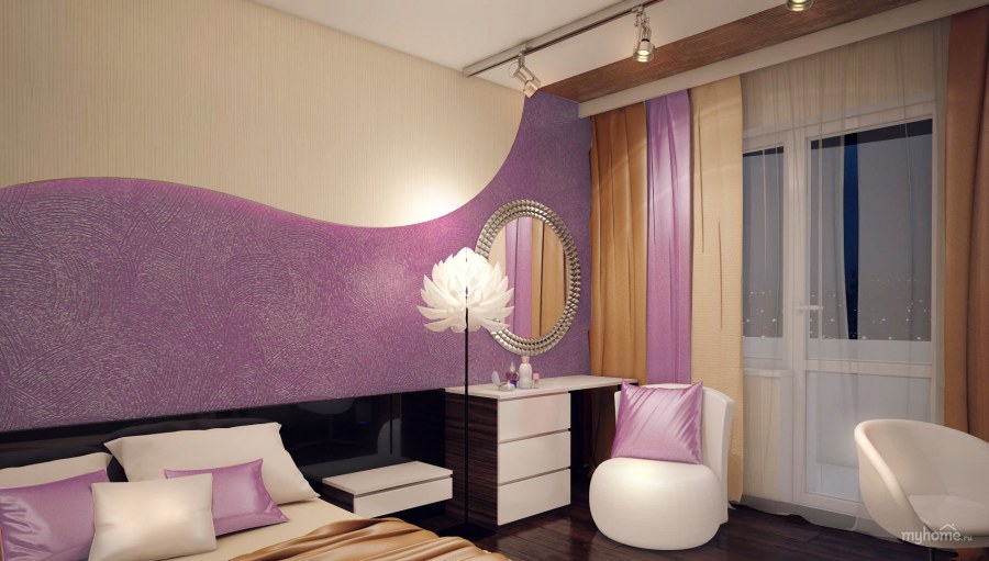 Жидкие обои в интерьере спальни