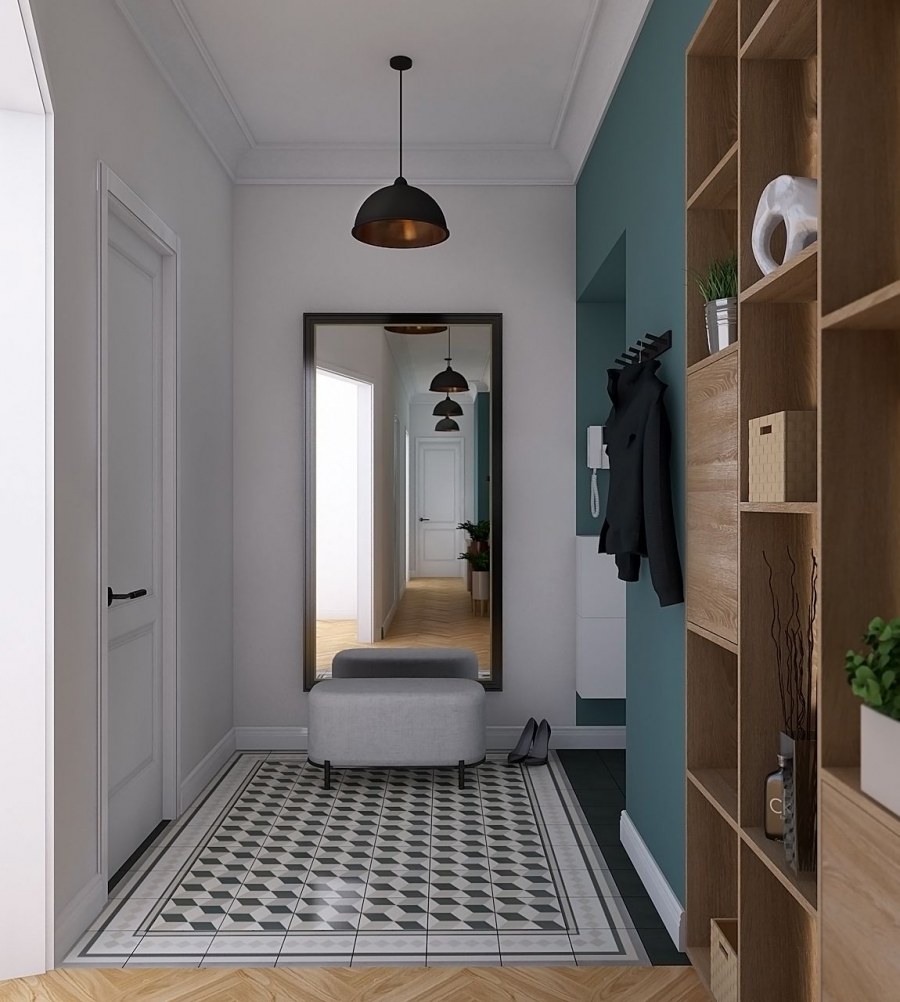 Прихожая в скандинавском стиле в частном доме