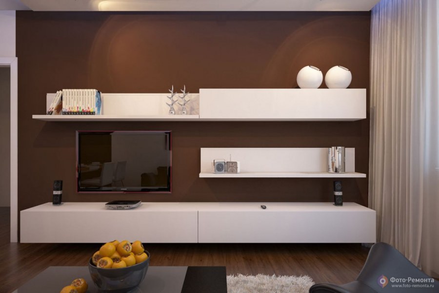 ТВ зона в гостиной в современном стиле