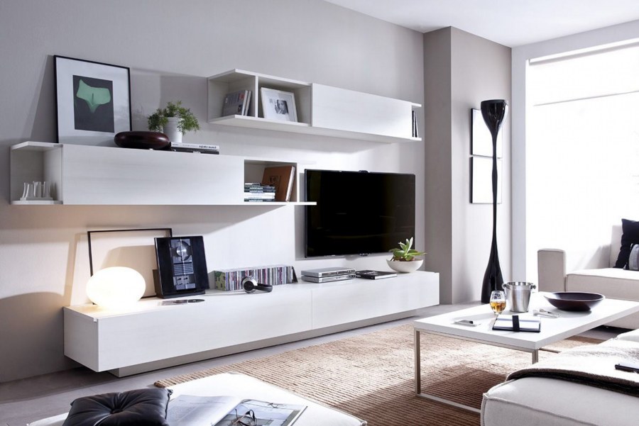 Настенный шкаф в гостиную белый