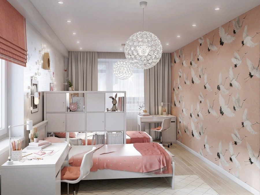 Интерьер детской комнаты для 2 сестренок