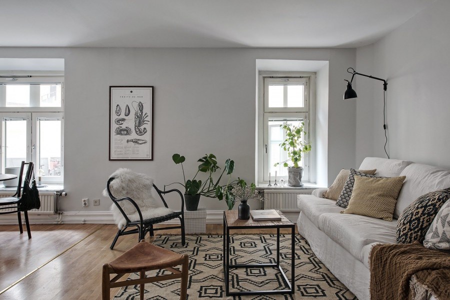 Жилая комната интерьер Скандинавский стиль