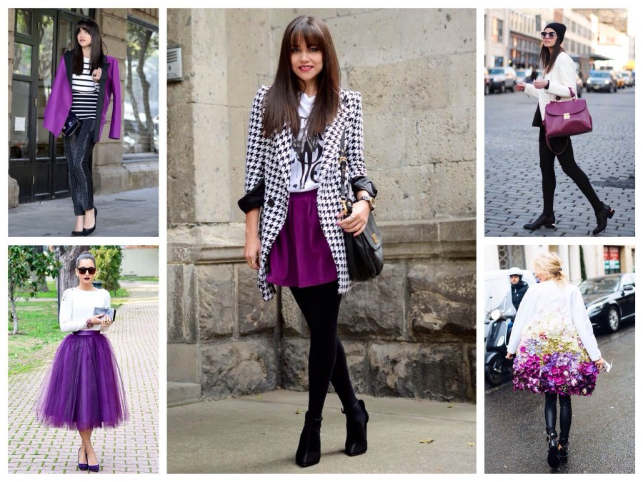 Сочетание черного и сиреневого в одежде