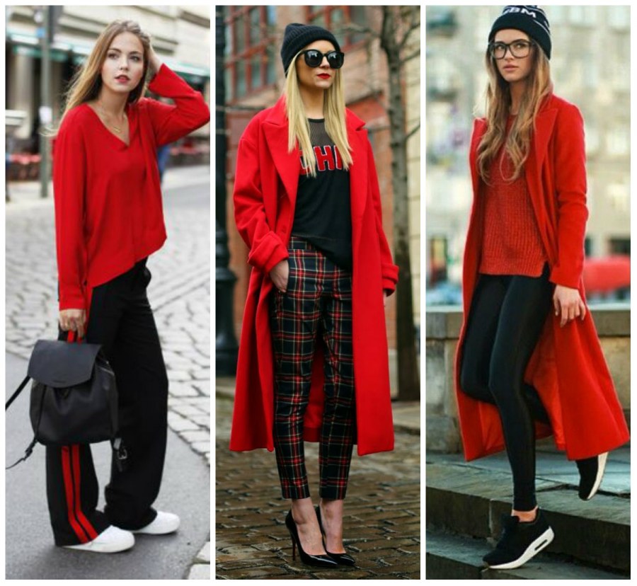 Сочетание красных оттенков в одежде