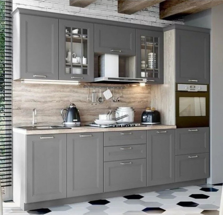 Кухня Одри серый шелк