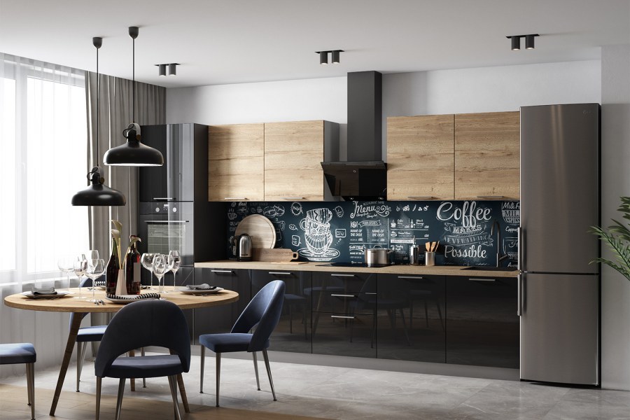 Кухня Амика дуб Галифакс графит