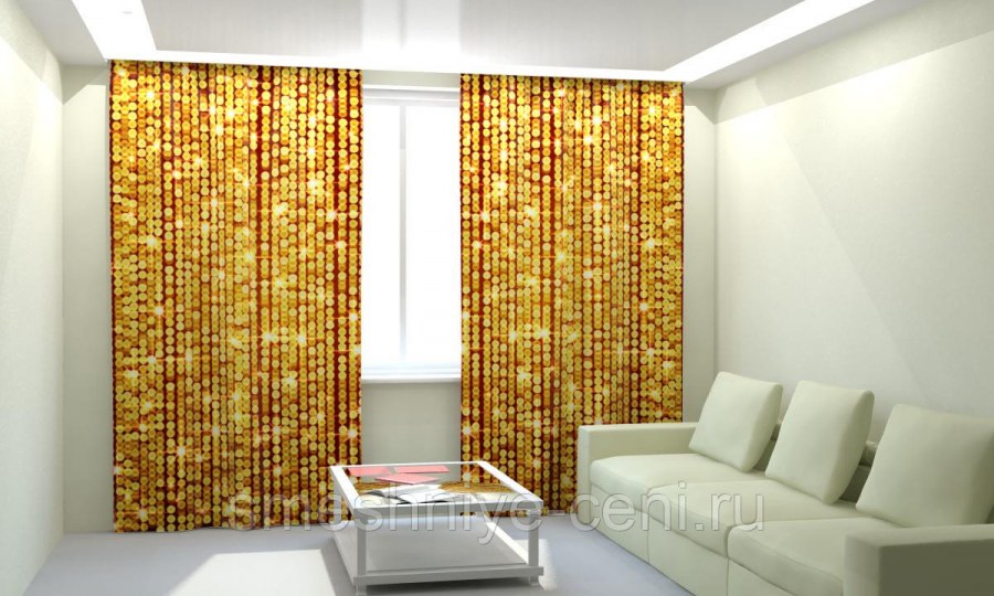 Шторы с золотом