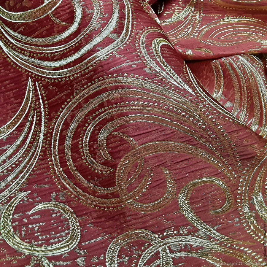 Парча жаккард бордо