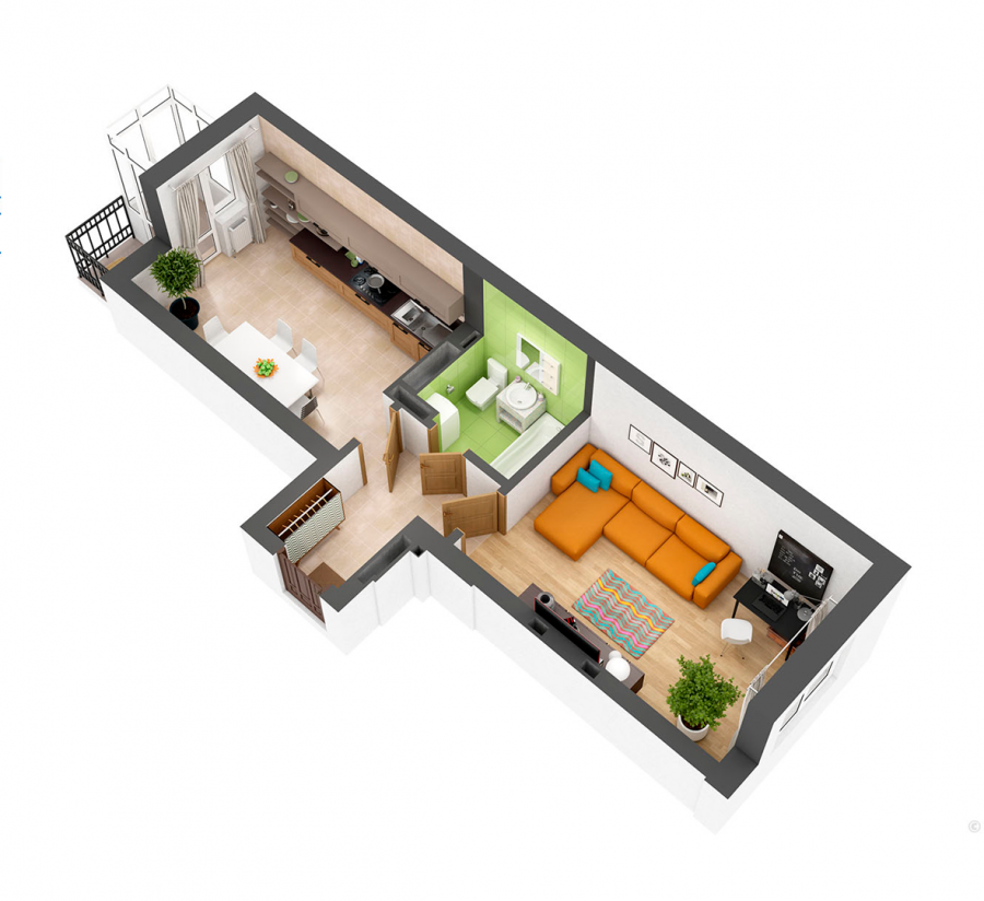 Планировка евротрешка распашонка