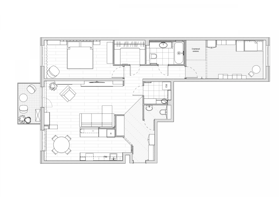 Двушка распашонка монолит