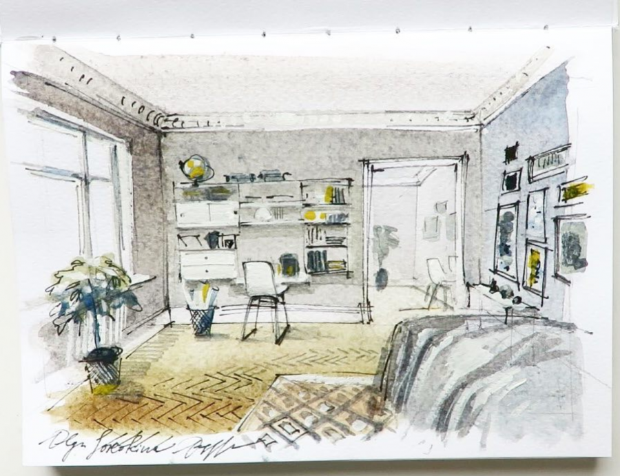 Комната акварелью