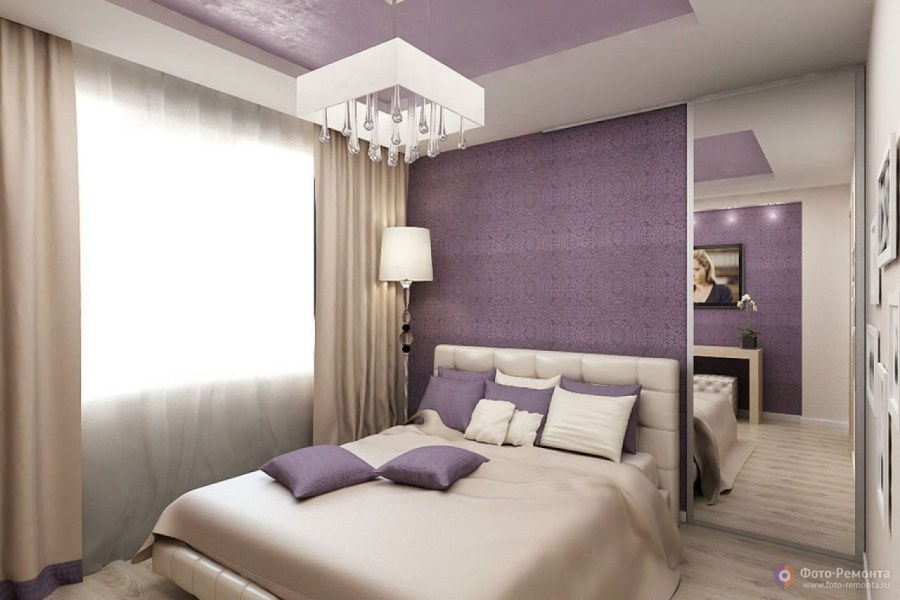 Спальня с сиреневыми акцентами
